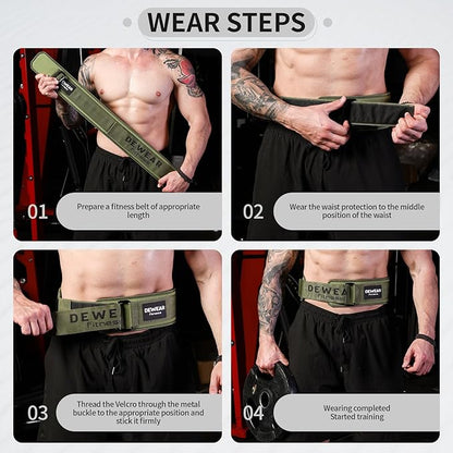 Durable Weight Lifting Belt, 4'' Wide Gym Belt for Bodybuilding, Powerlifting, Squats, Deadlift - Provides Lumbar Support & Stability for Men & Women
