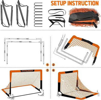 Kids Soccer Goals for Backyard Set - 2 Pack of Portable Pop Up Soccer Nets with Ball,Cones,Complete Training Equipment Kit for Toddler,Youth,Kids Age 3-14,Outdoor Sports Game