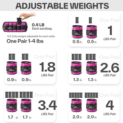 Sportneer Adjustable Ankle/Wrist Weights for Men Women Kids, Weighted Leg & Cuff Strength Training for Yoga Walking Running Aerobics Gym Fitness Physical Therapy
