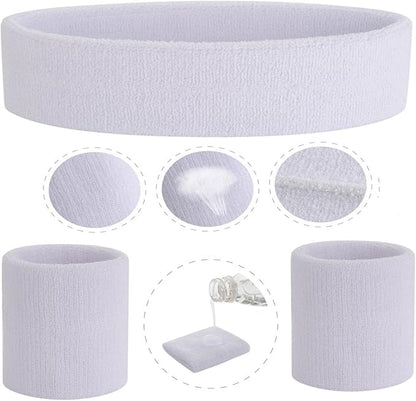 ONUPGO Sweatband Set Sports Headband Wristband Set Sweatbands Terry Cloth Wristband Wrist Sweatband Headbands Moisture Wicking Sweat Absorbing Head Band
