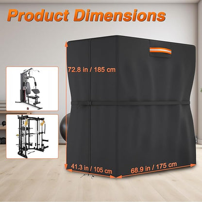 Protective Cover for Home Gym Set, Gym Rack Cover with Zipper Waterproof Dustproof UV Protection for Gym Station/Home Exercise Equipment Set Indoor or Outdoor 41.3" x 68.9" x 72.8"