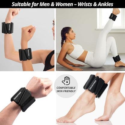 Wrist & Ankle Weights, Adjustable Bands for Women & Men Workouts, Set of 2 – 2lb or 4lb (1lb or 2lb each strap) Ideal for Runs, Jogs, Walks, Yoga, Dance, Pilates, Cardio, Aerobics, Strength Training