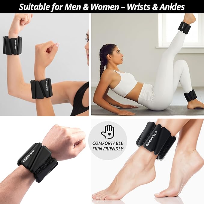 Wrist & Ankle Weights, Adjustable Bands for Women & Men Workouts, Set of 2 – 2lb or 4lb (1lb or 2lb each strap) Ideal for Runs, Jogs, Walks, Yoga, Dance, Pilates, Cardio, Aerobics, Strength Training