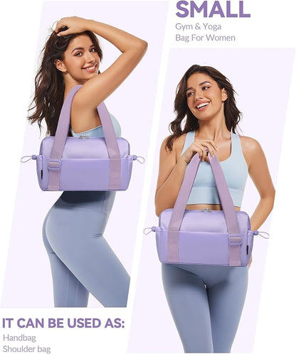 Small Gym Bag for Women Mini Duffle Bag with Wet Compartment, Lightweight Waterproof Cute Tote for Girls Workout Sport Travel,Purple