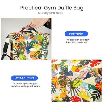 C&F BOGMOST Small Gym Bag for Women & Men,Small Lightweight Duffel Bag Carry On Bags Mini Duffel Travel Bag Waterproof Sports Bags for Workout/Sport/Trave,Colorful Leaves