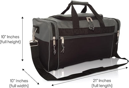 DALIX 21" Blank Sports Duffle Bag Gym Bag Travel Duffel with Adjustable Strap in Gray