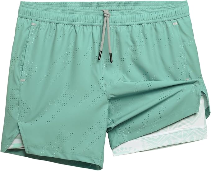 maamgic Mens Running Shorts with Compression Liner 5" Quick Dry Workout Shorts Anti-Chafe Gym Shorts 2 in 1 Athletic Shorts