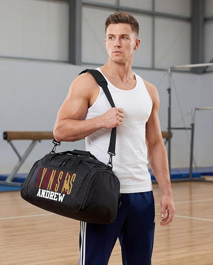 Personalized Men’s Gymnastics Duffel Bag – Custom Name & Team Colors Gym Bag for Boys Gymnast – Athlete Gear Bag for Practice, Meets & Travel