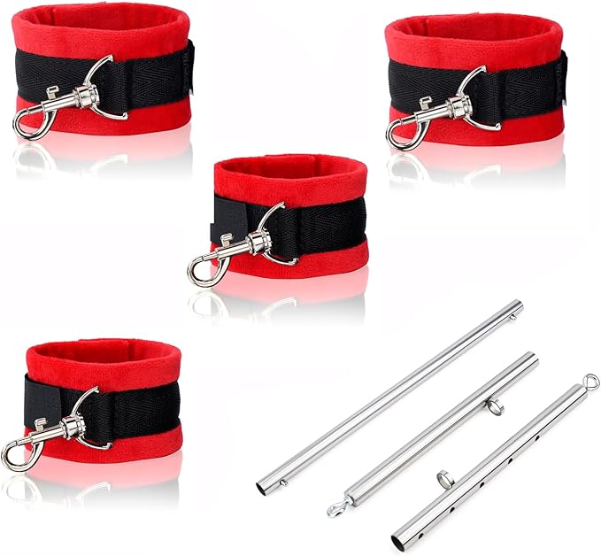 Spreader Bar Heavy Duty Stainless Steel Expandable Home Gym with 4pcs Furry Purple Adjustable Strap,Sports Aid Training Fitness Gear Pilates Aid Kit,Yoga Set