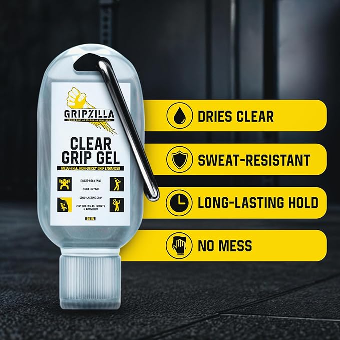 GRIPZILLA Clear Liquid Chalk Gel - Chalk Mess-Free Grip Enhancer for Optimal Performance- Non Sticky, Anti-Slip Perfect for Golf Grips,Tennis,Pole Dance,Gym,Pickball Repels Sweat & Moisture from Hands