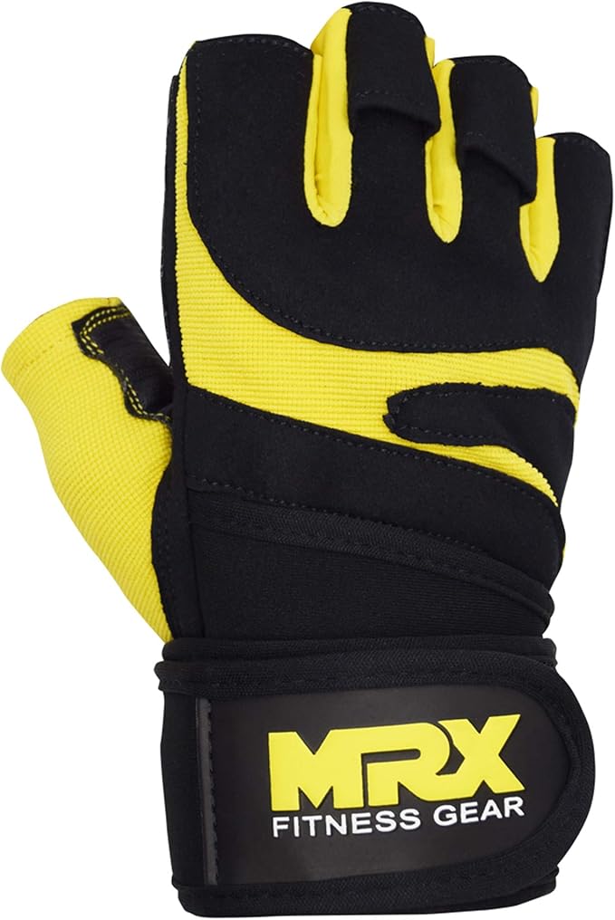 MRX Weightlifting Gloves for Men Workout Gloves Mens Wrist Support Lifting Gloves Male Gym Gloves | Workout Gym Accessories for Men Weight Lifting Fingerless Gym Exercise for Powerlifting