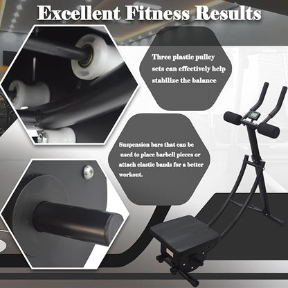 Abdominal Exercise Machine AB Core Strength Training Equipment ABS Coaster Core Work Roller Muscle Trainer Fitness AB Machine Foldable Core Trainer with Carbon Steel for Home Gym