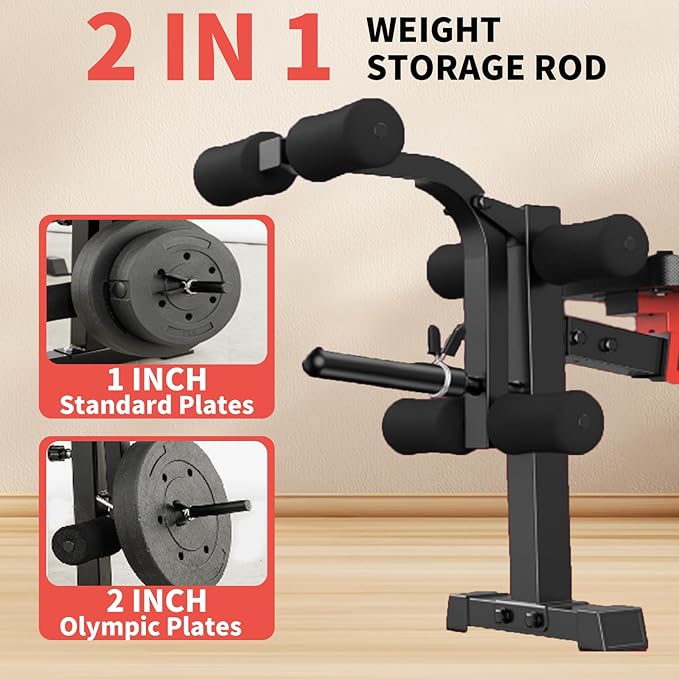 Foldable 1500LBS 8 in 1 Olympic Weight Bench Set with Leg Extension/Curl, Adjustable Weight Bench for Men & Women Full Body Workout, Bench Press with Preacher Curl（US Stock）
