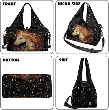 Gym Bag with Yoga Mat Holder Large Tote Bag With Multi Pockets for Women Men Dry Wet Separated Pocket Carryall Yoga Tote Bag for Pilates Travel Workout Office