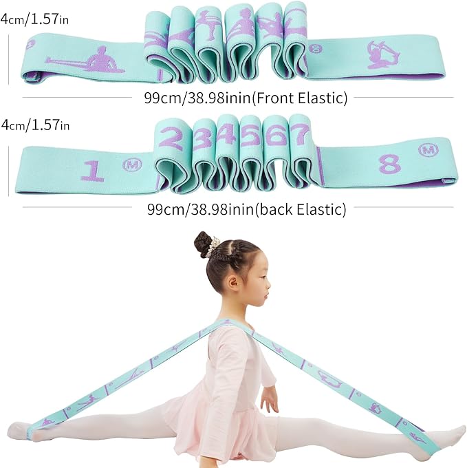 Extended 8 Loops Kids' Elastic Band – Adjustable Dance & Gymnastics Stretch Strap for Children's Training, Yoga, Pilates, and Ballet Resistance Home Workout