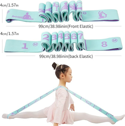 Extended 8 Loops Kids' Elastic Band – Adjustable Dance & Gymnastics Stretch Strap for Children's Training, Yoga, Pilates, and Ballet Resistance Home Workout