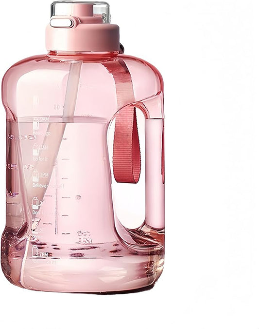 50oz & 84oz Motivational Water Bottle - Time-Marked, Leak Proof & BPA free. 2-in-1 Lid with Straw, Food-Grade Tritan. Half Gallon Sized, Ideal for Gym, Fitness & Outdoor Activities (50oz, Pink)