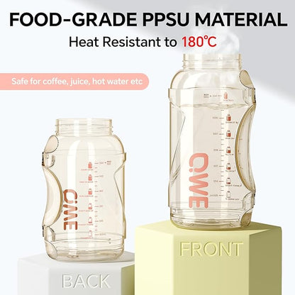 QWE Gym Large Water Bottle for women with lids and Straws&Handle,54oz,Heat-resisting,Reusable,PPSU BPA Free, Plastic Water Bottle Double drinking,leak proof, for Travel,Sport,Outdoors,camping(Pink)