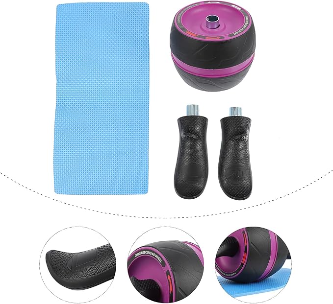 Automatic Rebound Ab Roller Wheel with Wide Non-slip Handles and Extra Mat for Home Fitness Core Strengthening and Injury Prevention Suitable for Beginners and Advanced Users