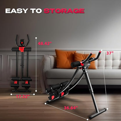 BODY RHYTHM Dual-track Ab Workout Machine with 4 Adjustable Heights, Foldable Core & Abdominal Exercise Machine with 330lbs Weight Capacity, Total Ab Workout Equipment for Home Gym, Ab Women Exercise Fitness Trainer.