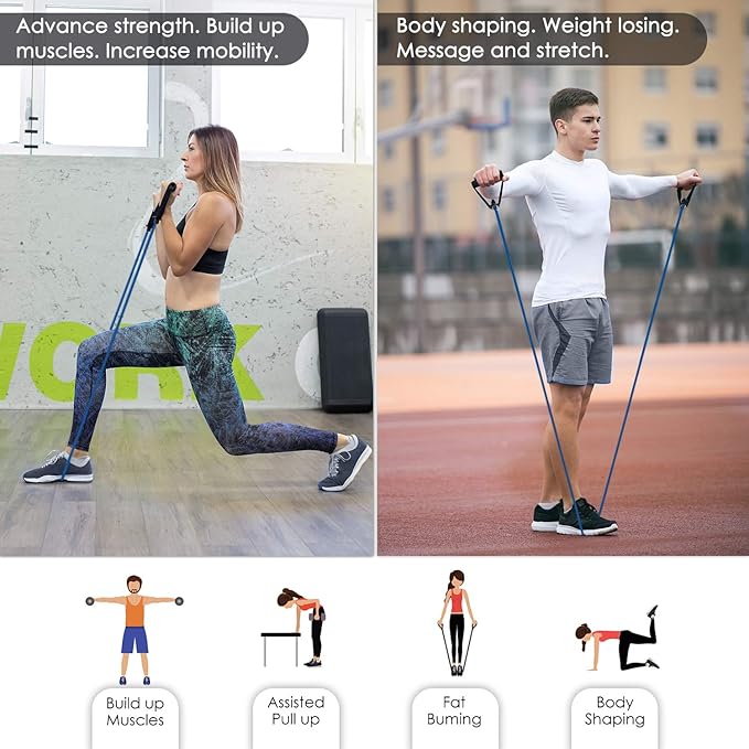 Cikyner Resistance Bands, Resistance Tubes Resistance Bands with Handles Exercise Bands, Ideal for Home Gym Physical Therapy Strength Training Muscle Toning, Door Anchor & Bag Included