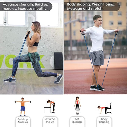 Cikyner Resistance Bands, Resistance Tubes Resistance Bands with Handles Exercise Bands, Ideal for Home Gym Physical Therapy Strength Training Muscle Toning, Door Anchor & Bag Included