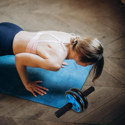Abdominal Exercise Roller Wheel Two-wheel Fitness for Strength Training with Non-slip Handles Suitable for Men and Women Random Style