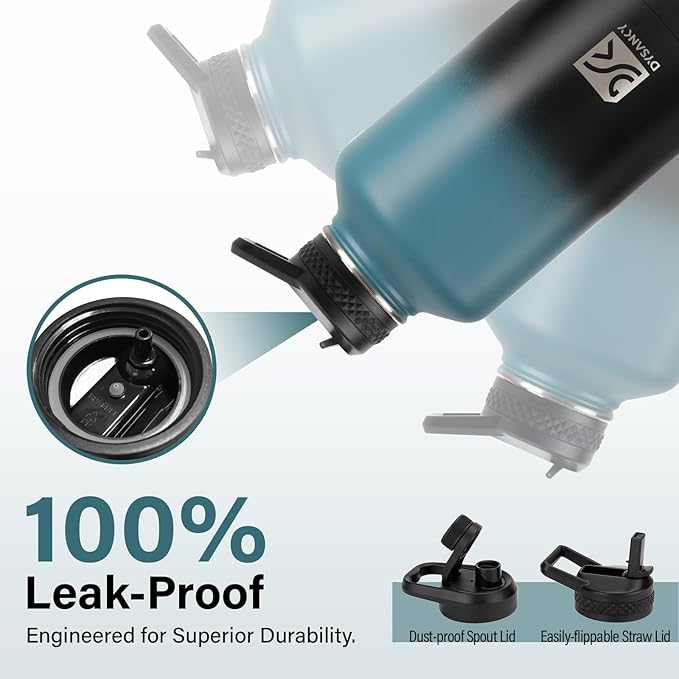 64 oz Insulated Water Bottle | Thickened Stainless Steel Water Jug for Gym and Hiking with Straw, Carrier Bag, Handle Strap | BPA-Free 64 oz