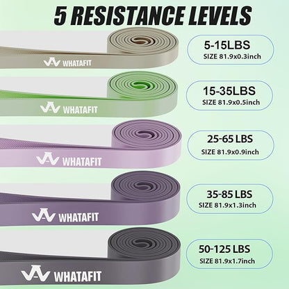 WHATAFIT Resistance Bands,Pull Up Assist Bands Set with Handles, Exercise & Workout Bands with Door Anchor for Men & Women – Home Fitness Equipment for Strength Training, Stretching