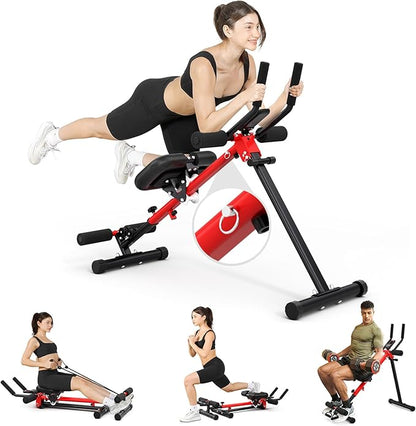 Yoleo 2 in 1 Ab & Rowing Machines for Home, Foldable Ab Workout Equipment, Ab Trainer Machine for Stomach Workout, Ab Crunch Machine with Foam Support,7-Length Adjustable Ab Machine for Home Exercise