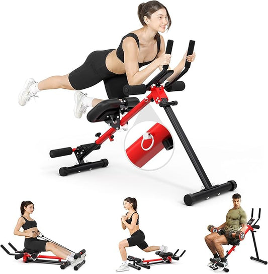 Yoleo 2 in 1 Ab & Rowing Machines for Home, Foldable Ab Workout Equipment, Ab Trainer Machine for Stomach Workout, Ab Crunch Machine with Foam Support,7-Length Adjustable Ab Machine for Home Exercise