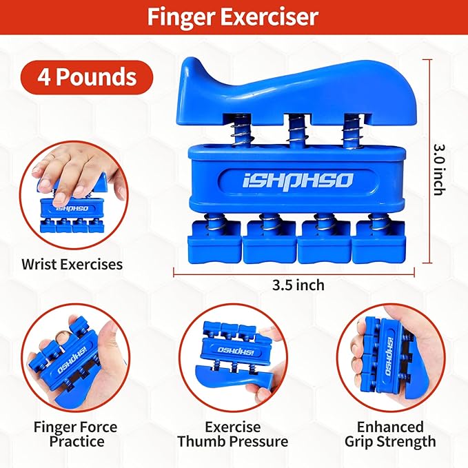 Adjustable Grip Strength Trainer Kit 5-in-1 with Counter, Hand Gripper & Finger Exerciser for Forearm Strength, Physical Therapy for Carpal Tunnel & Arthritis, Portable Workout Equipment for Rock Climbing & Gym, Gifts for Men
