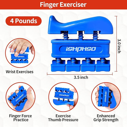 Adjustable Grip Strength Trainer Kit 5-in-1 with Counter, Hand Gripper & Finger Exerciser for Forearm Strength, Physical Therapy for Carpal Tunnel & Arthritis, Portable Workout Equipment for Rock Climbing & Gym, Gifts for Men