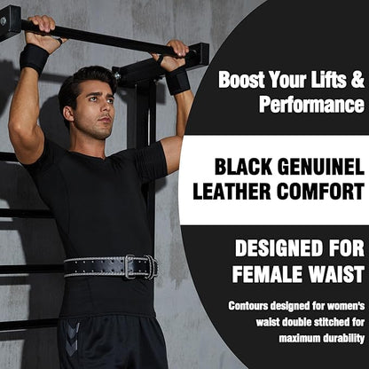 Weight Lifting Belt 4 inch Leather Belt Foam Padded Back Support Gym Belt for Bodybuilding Squat Deadlift Weightlifting Belt Women Free Wrist Wrap