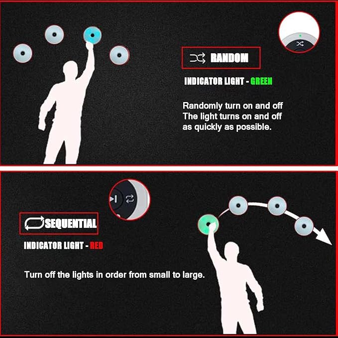 6 Pcs Reaction Training Light, Hand-Eye Coordination Training, 4 Training Modes, 4 Light Colours, with Remote Control, for Football, Boxing, Fitness, Sports Training