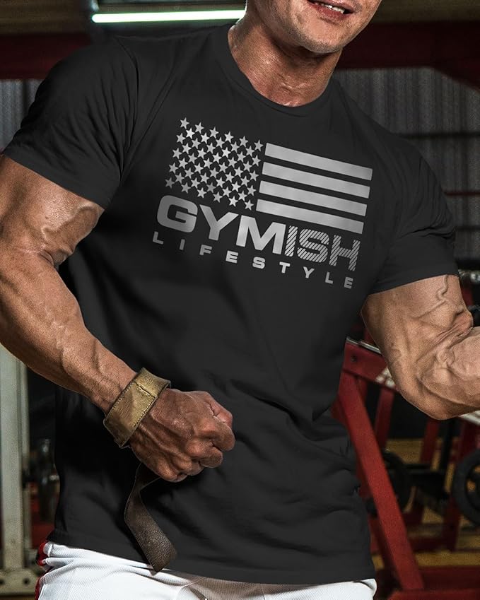 Gymish American Flag Graphic Fitness Tank, Sleeveless Bodybuilding Athletic Tank Top