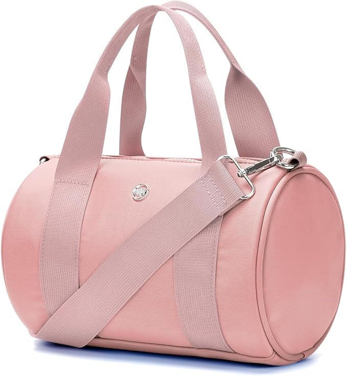 Mini Gym Bag Small Barrel Duffle Crossbody Bags Tote for Women Men Workout Bag Lightweight for Weekender Travel Sports Yoga Fitness Dance (Pink)