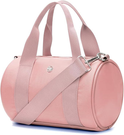 Mini Gym Bag Small Barrel Duffle Crossbody Bags Tote for Women Men Workout Bag Lightweight for Weekender Travel Sports Yoga Fitness Dance (Pink)