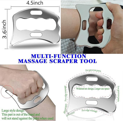4 in 1 Stainless Steel Muscle Scraper Tool Set, Gua Sha Massage Scraper Scraping Tool Physical Therapy Massage Tools with Storage Case