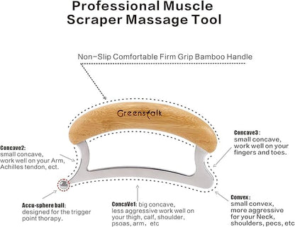 Greenstalk 2 in 1 Stainless Steel Gua Sha Massage Tool Set for Muscle Relief, Muscle Scraper Tools,Portable Body Scrapers Tool for Neck, Back, Feet Recovery.