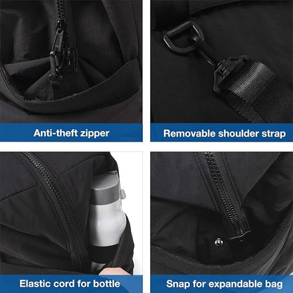 BAGSMART Gym Bag for Women, Carry on Weekender Overnight Bag, Travel Duffel Bags with Trolley Sleeve, Personal Item Travel Bag Tote Bag Workout Dance Bag(Black,Medium)