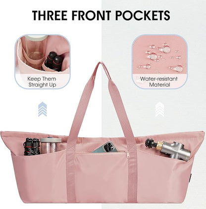Large Yoga Mat Bag with Shoes Compartment and Wet Pocket Ladies Pilates Gym Tote Bag with Yoga Mat Holder Strap for Women Men Workout Carrier Stuff Accessories