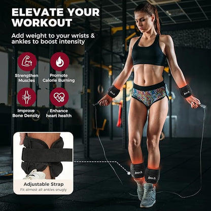 BAGAIL Ankle Wrist Weights for Women & Men, One Pair of 1/2/4/6/8/10 LBS Wearable Leg Arm Weights with Sleek Design & Secure Fit for Walking, Running, Pilates, Home Fitness & Physical Therapy