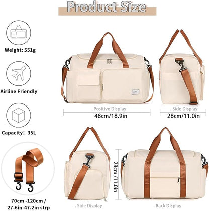 FIORETTO Women's Gym Duffle Bag with Shoes Compartment, 30L Capacity, Ideal for Travel, Gym, Sports, Duffel, Weekender