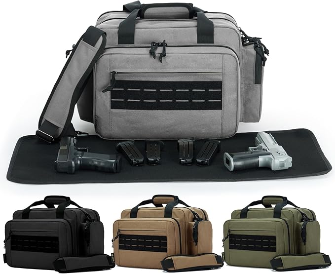 VEAGIA Range Bag,Pistol Case,Gun Range Bags For Handguns And Ammo Pouch 2 Pistols Soft Carrying Shooting Bag