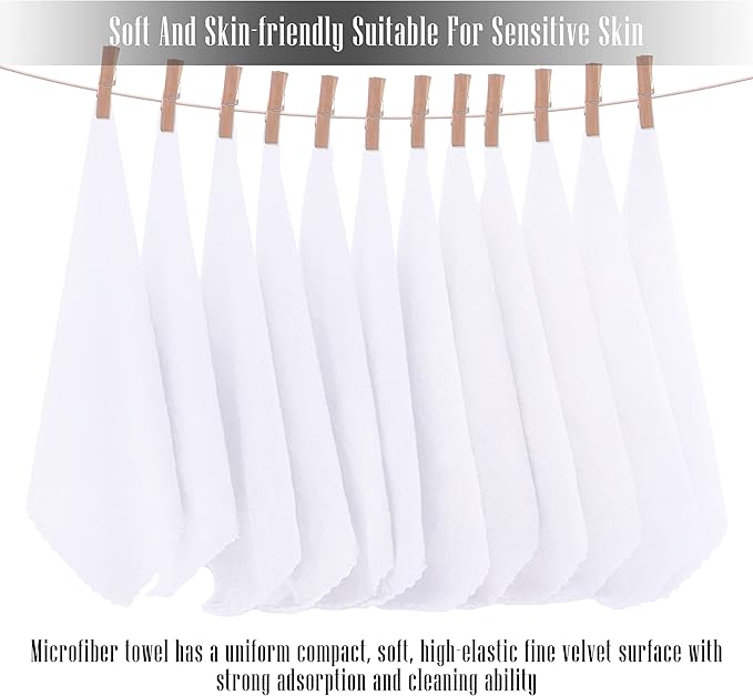 TENSTARS 12 Pack Premium Washcloths Set - Quick Drying- Soft Microfiber Coral Velvet Highly Absorbent Wash Clothes - Multipurpose Use as Bath, Spa, Facial, Fingertip Towel (White)