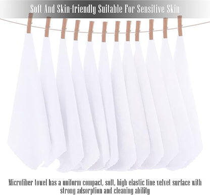 TENSTARS 12 Pack Premium Washcloths Set - Quick Drying- Soft Microfiber Coral Velvet Highly Absorbent Wash Clothes - Multipurpose Use as Bath, Spa, Facial, Fingertip Towel (White)