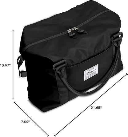 Weekender Duffel Bags for Women Men, Travel Totes Bag for Airplane, Cute Sports Gym Dance Overnight Luggage Bag with Wet Pocket, Carry On Hospital Bag for Labor and Delivery (Large Black)