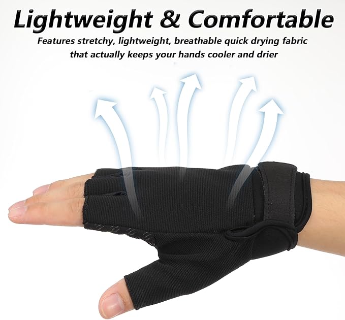 Fingerless Workout Gloves, Anti-Slip Half-Finger Work Glove Lightweight Breathable Gym Gloves FingerlessGloves for Driving Sports Cycling Working Training Motorcycle Fishing