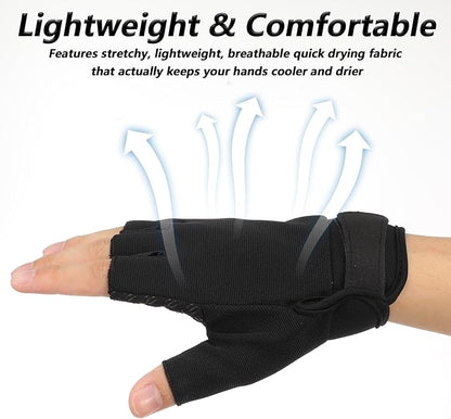 Fingerless Workout Gloves, Anti-Slip Half-Finger Work Glove Lightweight Breathable Gym Gloves FingerlessGloves for Driving Sports Cycling Working Training Motorcycle Fishing